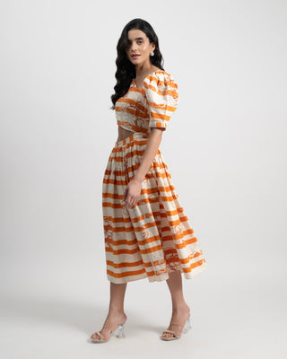 Filoli Cut-Out Midi Dress in Cotton