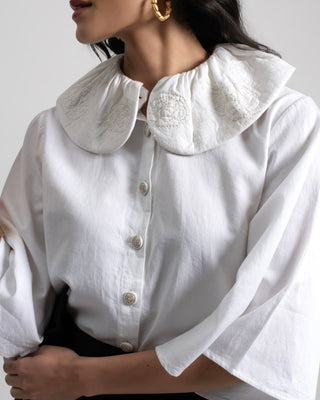 Tivoli Quilted Peter Pan Collar Shirt in Cotton