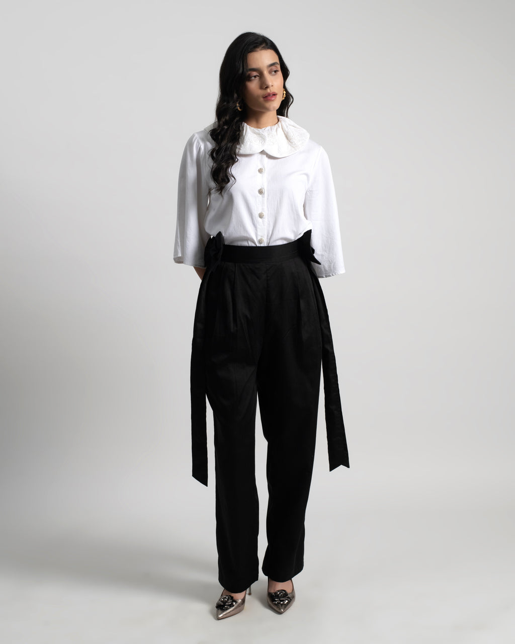 Tartan Plaid Piped Peter Pan Collar Shirt main image 0