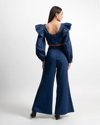 Mauritius Belted Wide Leg Pants in Cotton Sateen