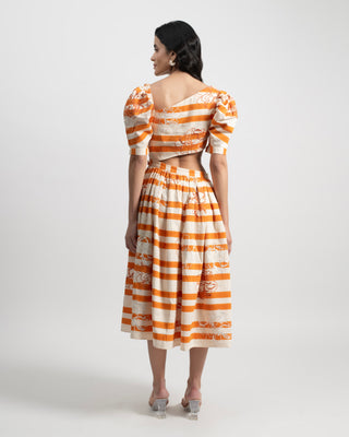 Filoli Cut-Out Midi Dress in Cotton