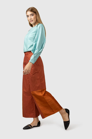 High-Waist Cotton Silk Pant