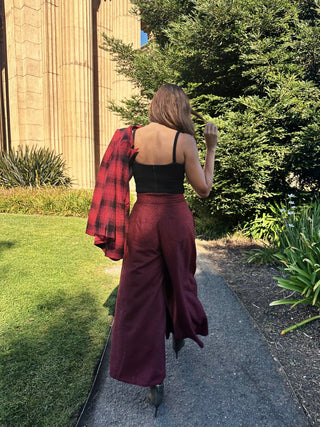 Wide Leg High Waist Red Pant