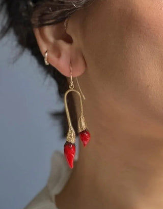 Gold Plated Chili Pod Earrings