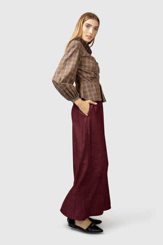 Wide Leg High Waist Red Pant