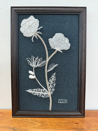 Midnight Bloom – Hand-Embroidered Wall Art