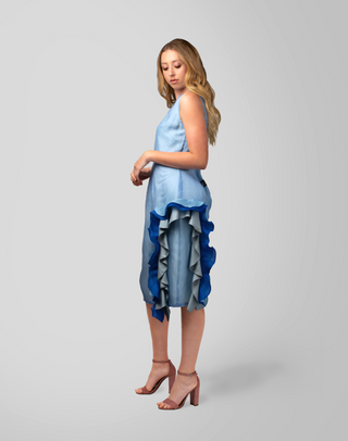 Blue Silk Midi Dress - AGAATI