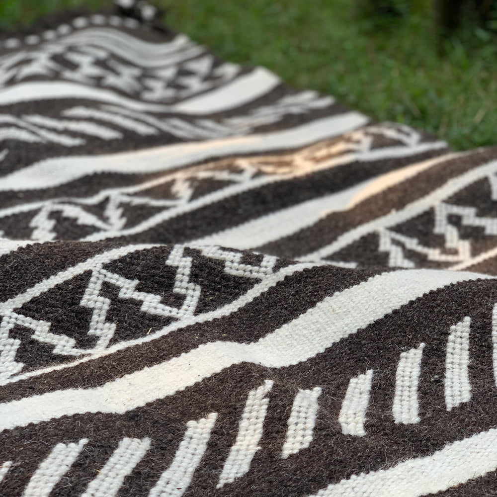 Black and White Undyed Sheep Wool Rug-The Way of My Ancestors