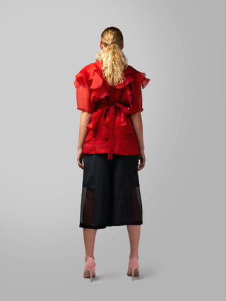 Short Sleeve Ruffle Outerwear - AGAATI