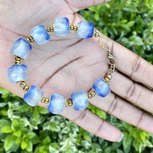 Handmade Blue Bracelet from Recycled Glass