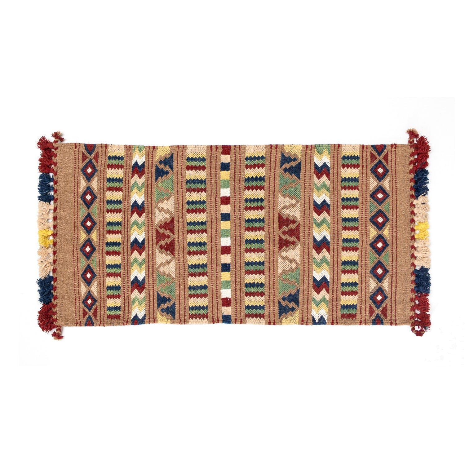 Kutch Native Sheep Wool Nomad Accent Rug with Natural Dyes-Splash of Colors