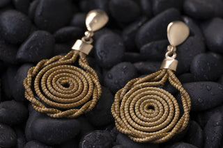 Artisan Made Golden Grass Post Dangle Earrings-Claudia