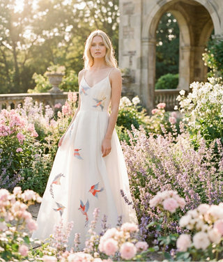 Timeless Silk Organza Embroidered Wedding Gown