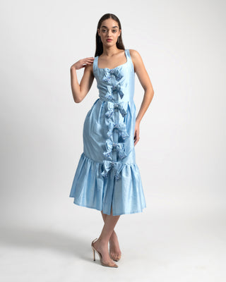 Fontaine des Rubans  -  Arcadia Shimmery Bow Mermaid Silk Midi Dress