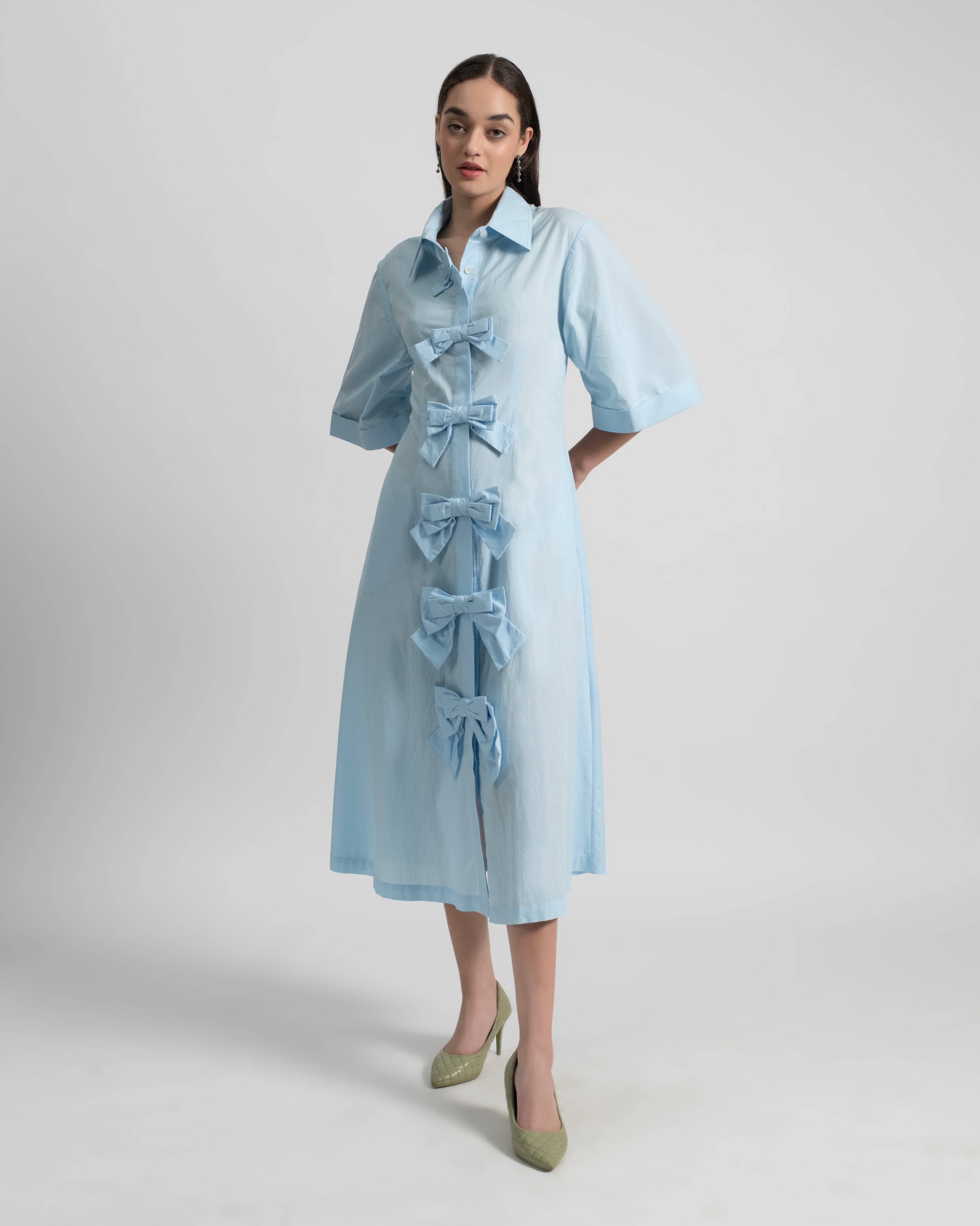 Carmel Cotton Poplin Midi Shirt Dress with Bow Detail Xs - 0 Carmel Cotton Poplin Midi Shirt Dress with Bow Detail Xs - 0