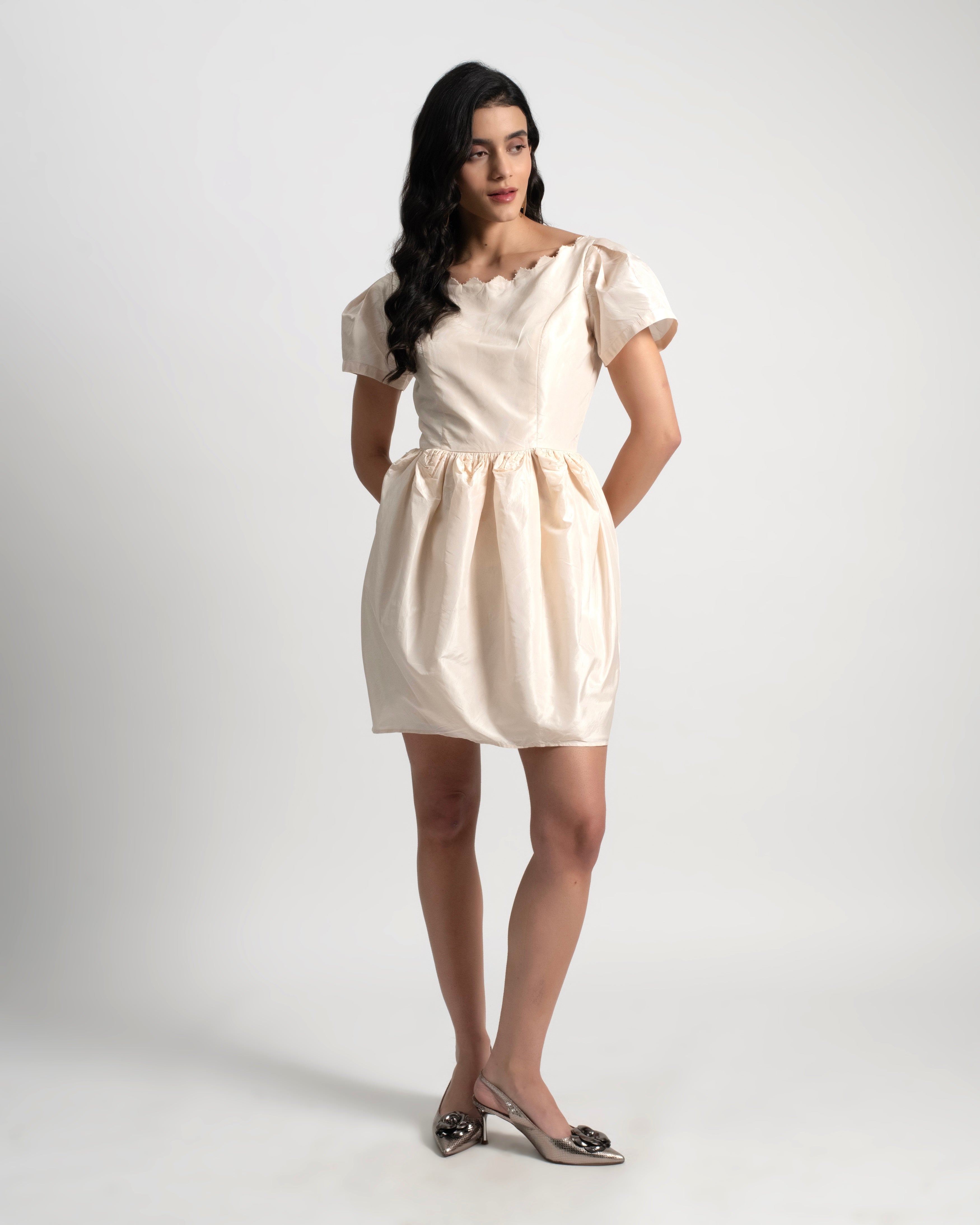 scalloped cocktail dress Strapless Scalloped Lace A Line Dress White