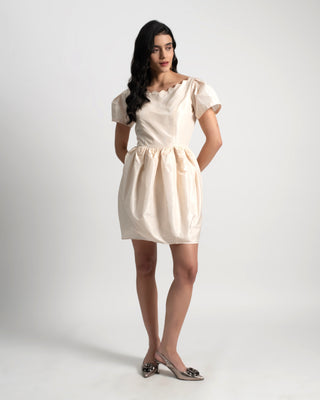 Mirabell Scalloped Petal Dress in Silk Taffeta