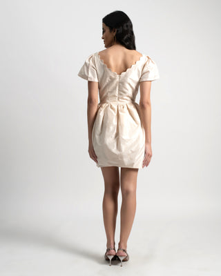 Mirabell Scalloped Petal Dress in Silk Taffeta