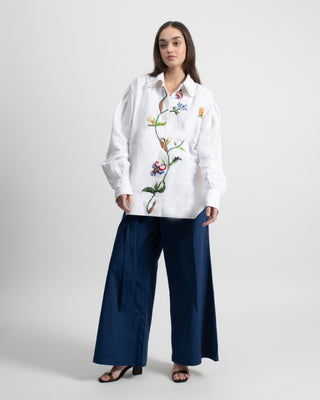 Sanjay Van Oversized Button-Up Shirt in Linen