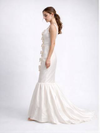 Silk Taffeta Wedding Gown with Handcrafted Bows – Made to Order