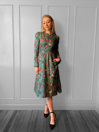 Green Wool Cotton Dress