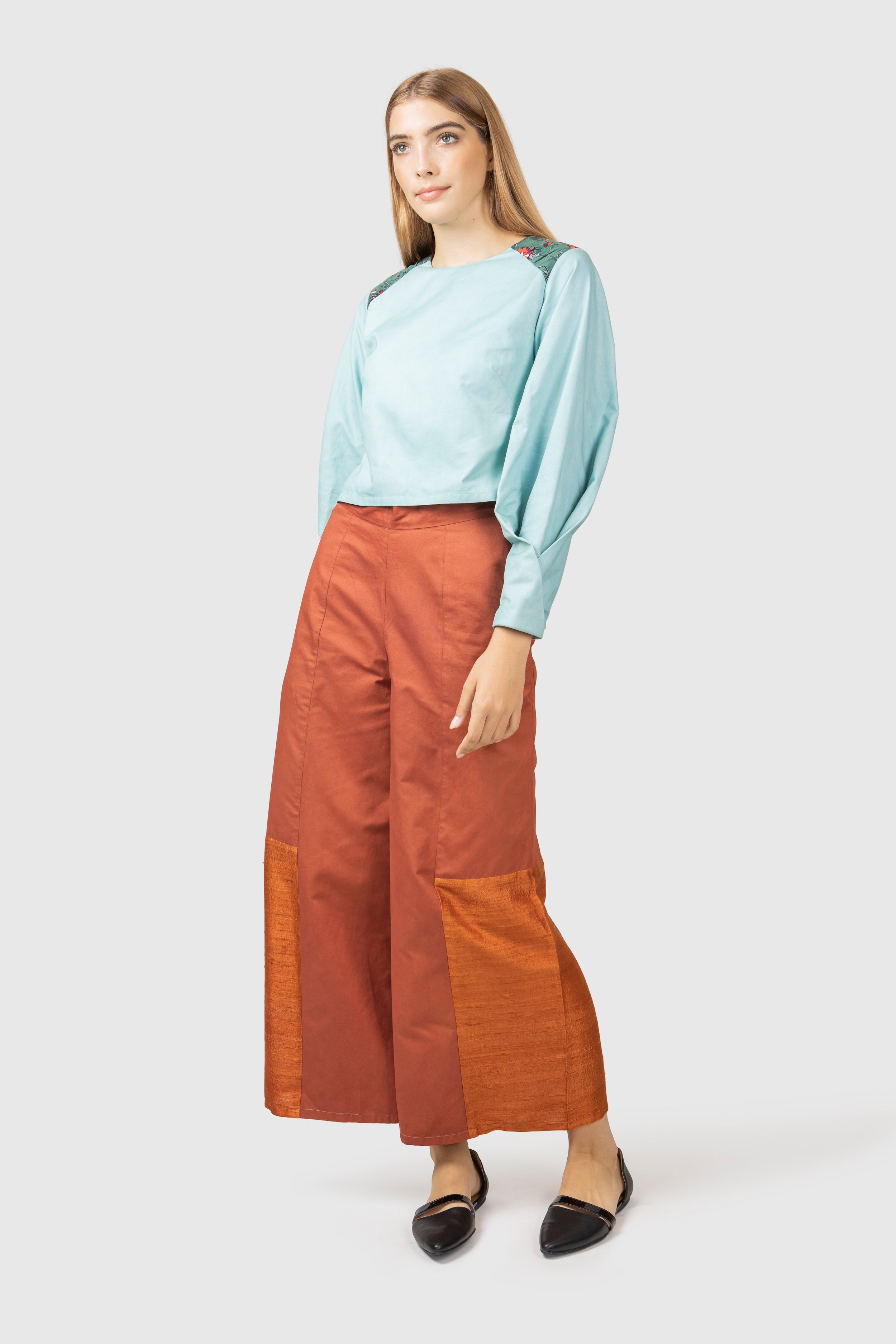 High-Waist Cotton Silk Pant