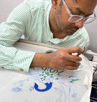 Kaivalya – The Embroidered Peacock Wall Art