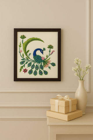 Kaivalya – The Embroidered Peacock Wall Art