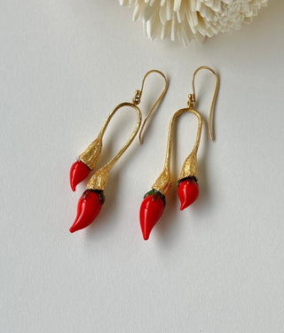 Gold Plated Chili Pod Earrings