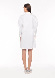 White Cotton Shirt Dress - AGAATI