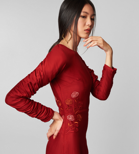 Long Silk Embroidered Dress - AGAATI