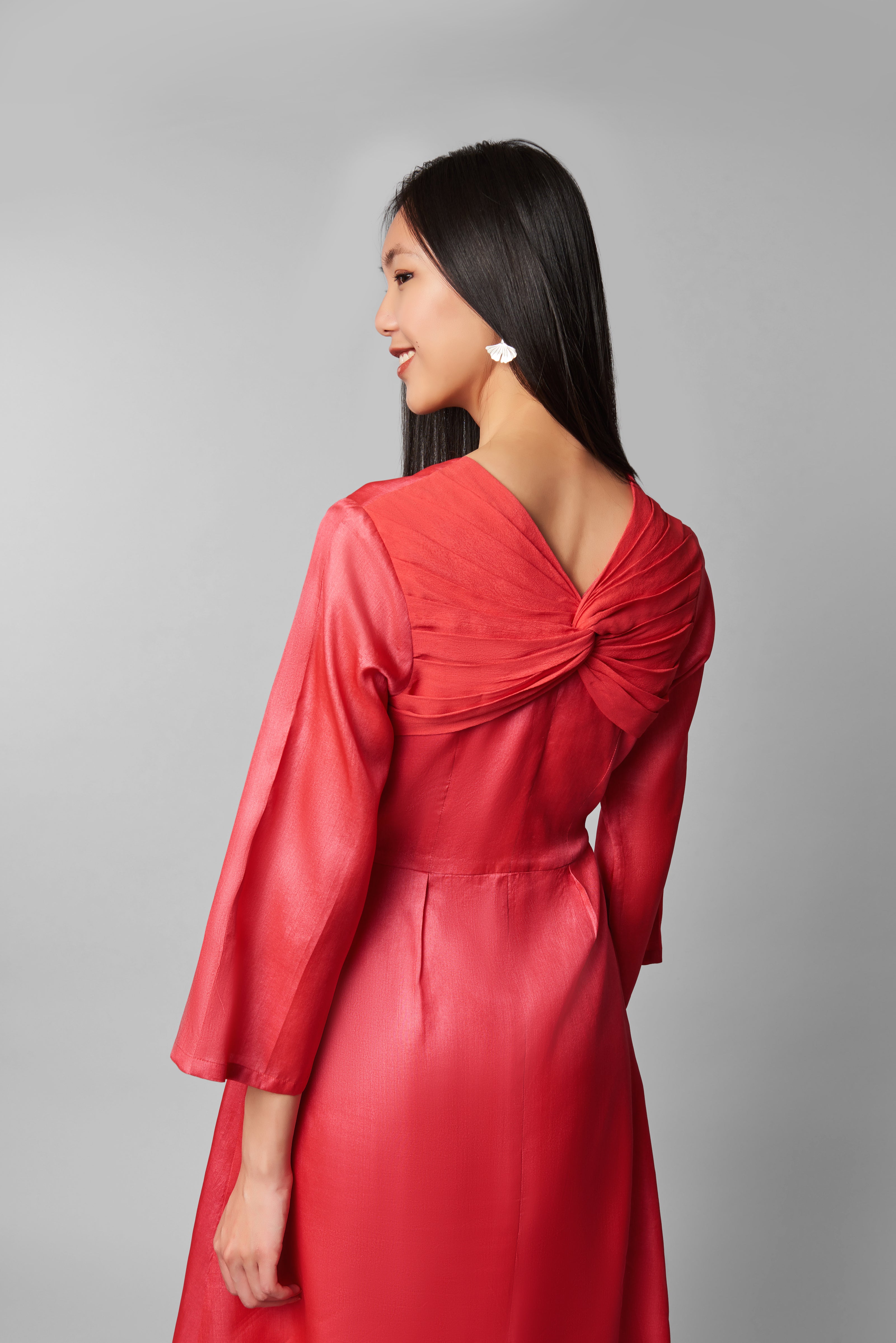 Silk coral dress top
