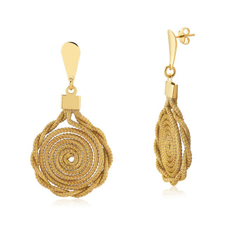 Artisan Made Golden Grass Post Dangle Earrings-Claudia