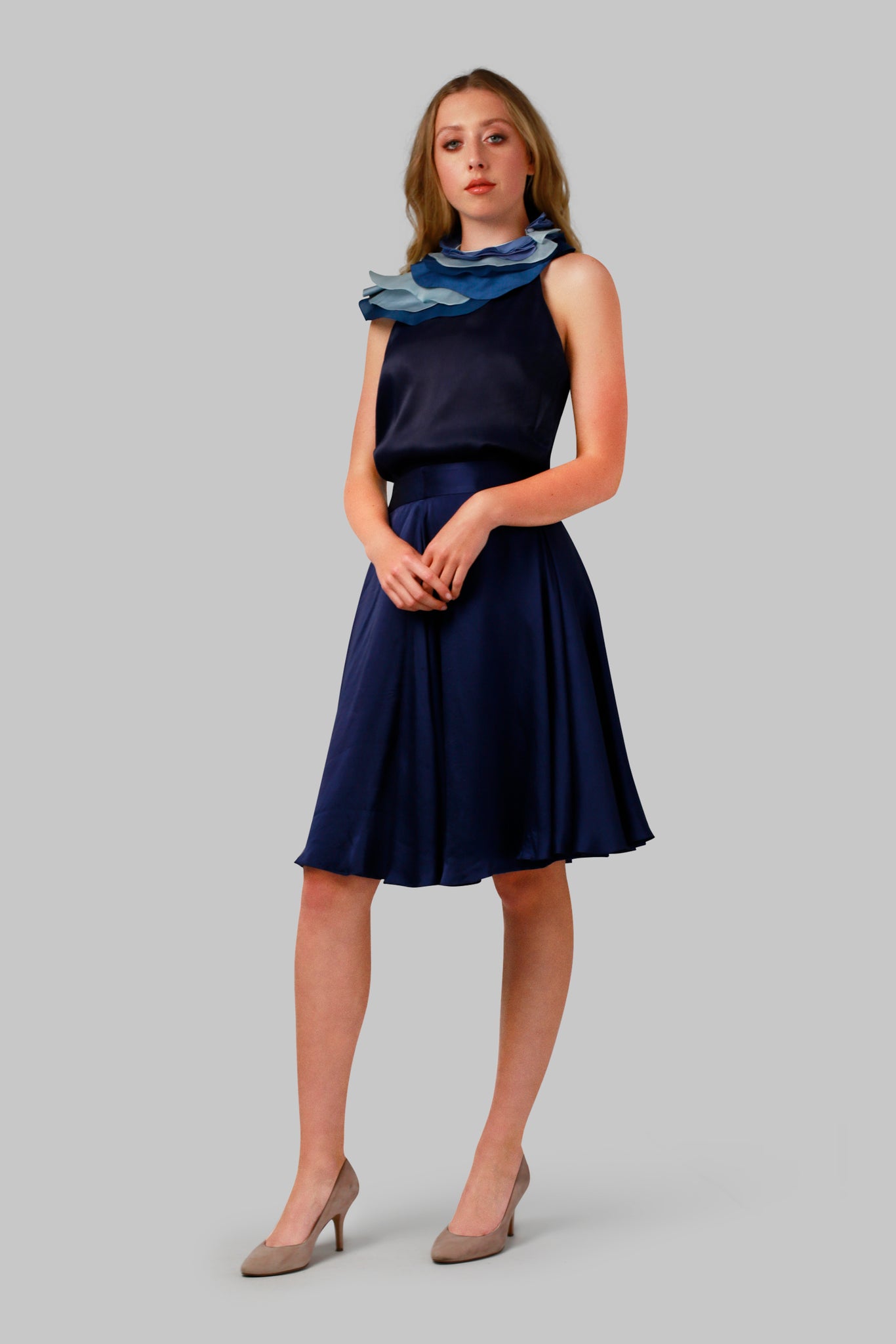 Blue Circle Silk Skirt - AGAATI