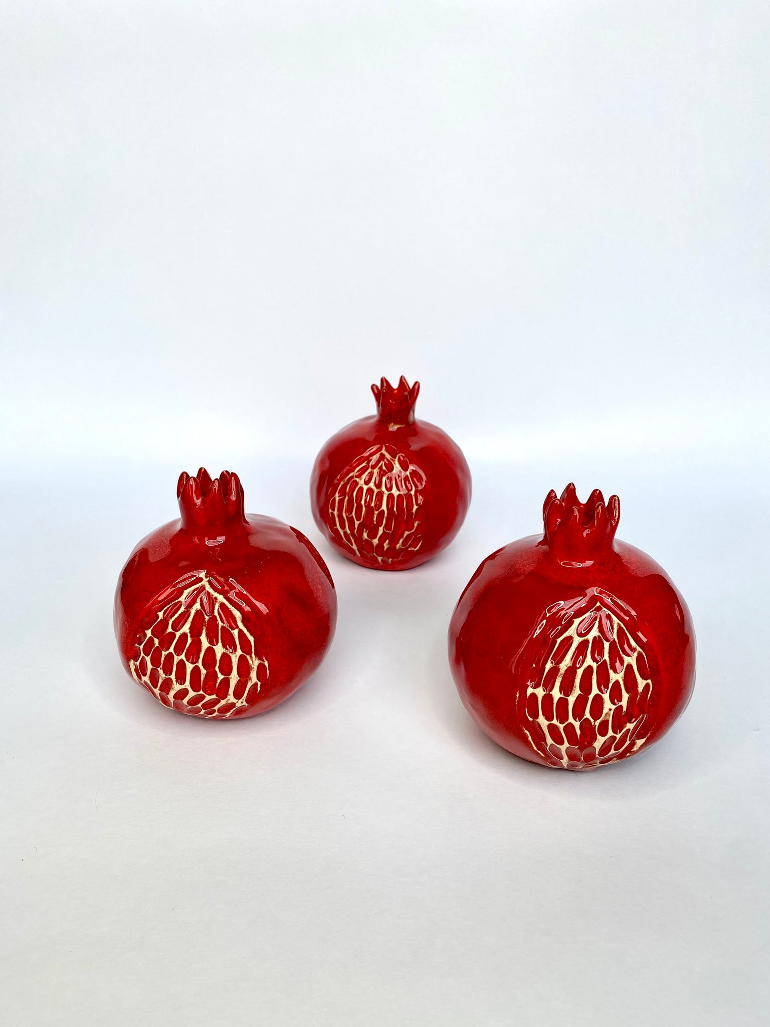 Holiday Pomegranate Decorative Ceramic Set of 3