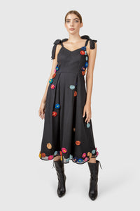 Hand Embroidered Tulle Midi Dress - AGAATI