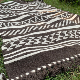 Black and White Undyed Sheep Wool Rug-The Way of My Ancestors