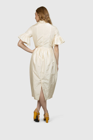High Neck Silk Midi Dress - AGAATI