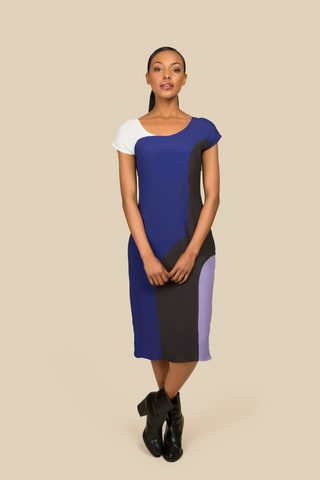 Panelled Purple dress - AGAATI