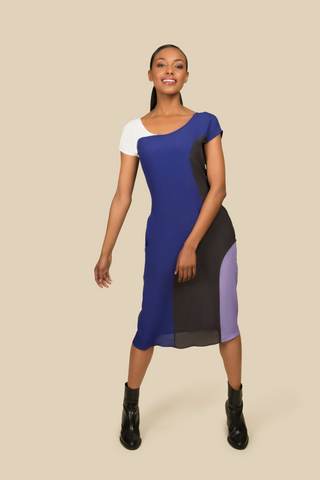 Panelled Purple dress - AGAATI