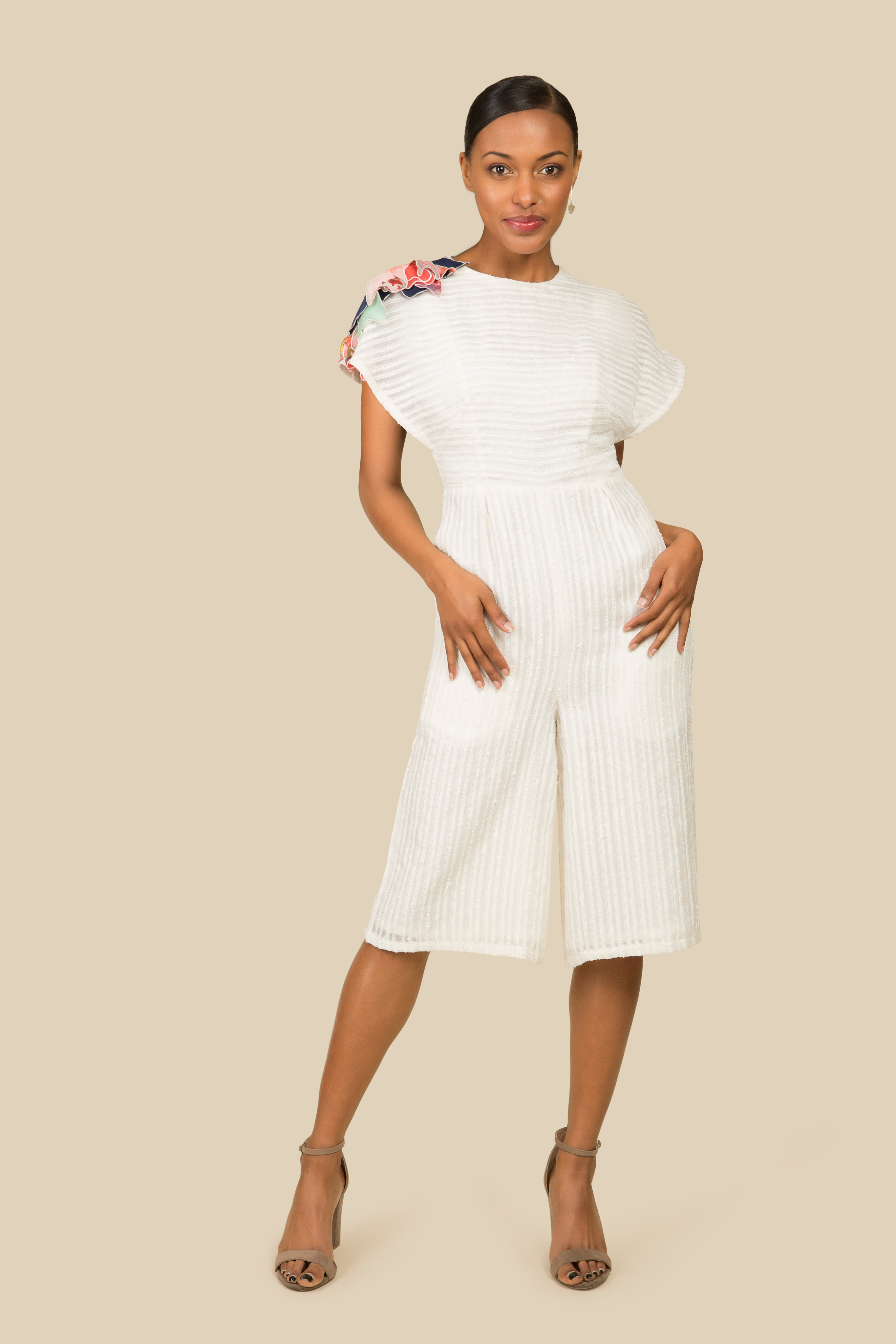 White cotton top jumpsuit