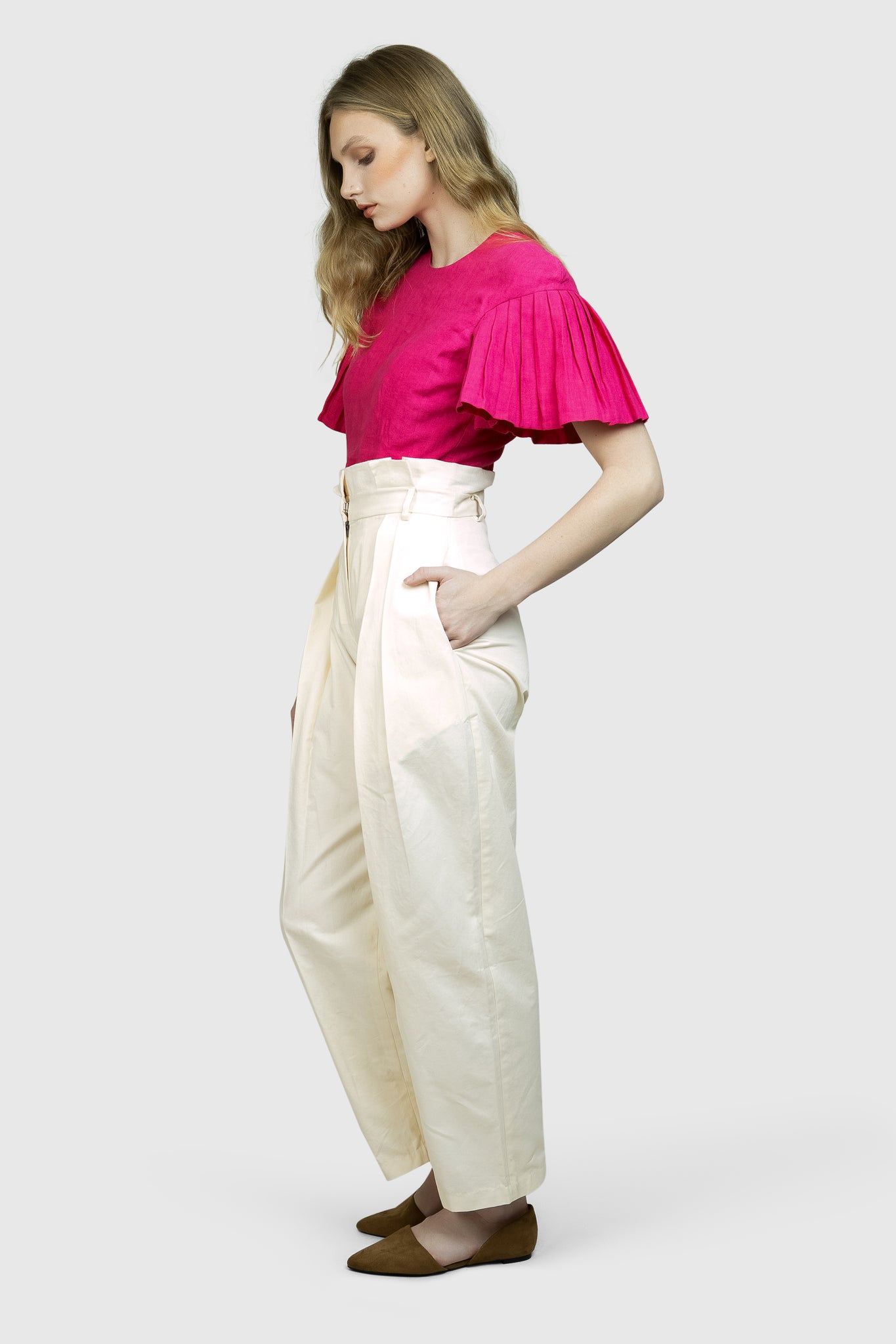  Pants for Women High Waist Button Tapered Pants (Color