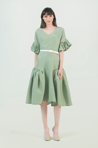 Hemp Silk Ruched Dress - AGAATI