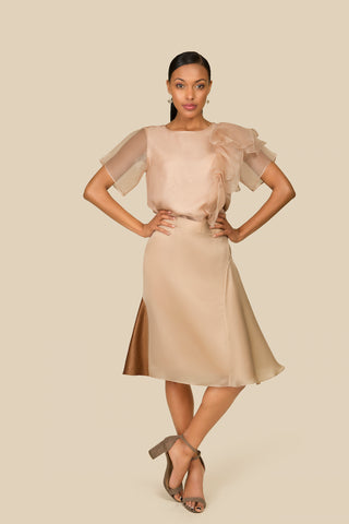 Beige Silk Organza Top - AGAATI