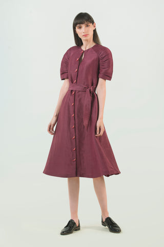 Hemp Silk Midi Dress - AGAATI