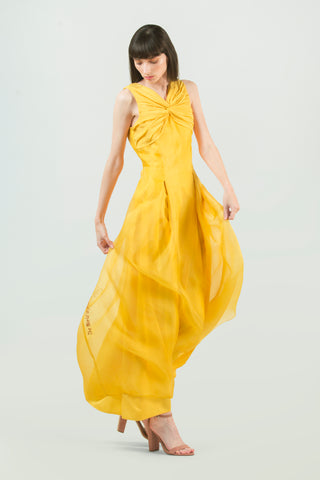 Long Yellow Cocktail Dress - AGAATI