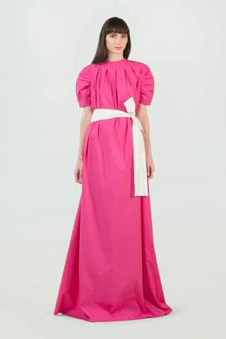 Pink Supima Cotton Long Dress - AGAATI