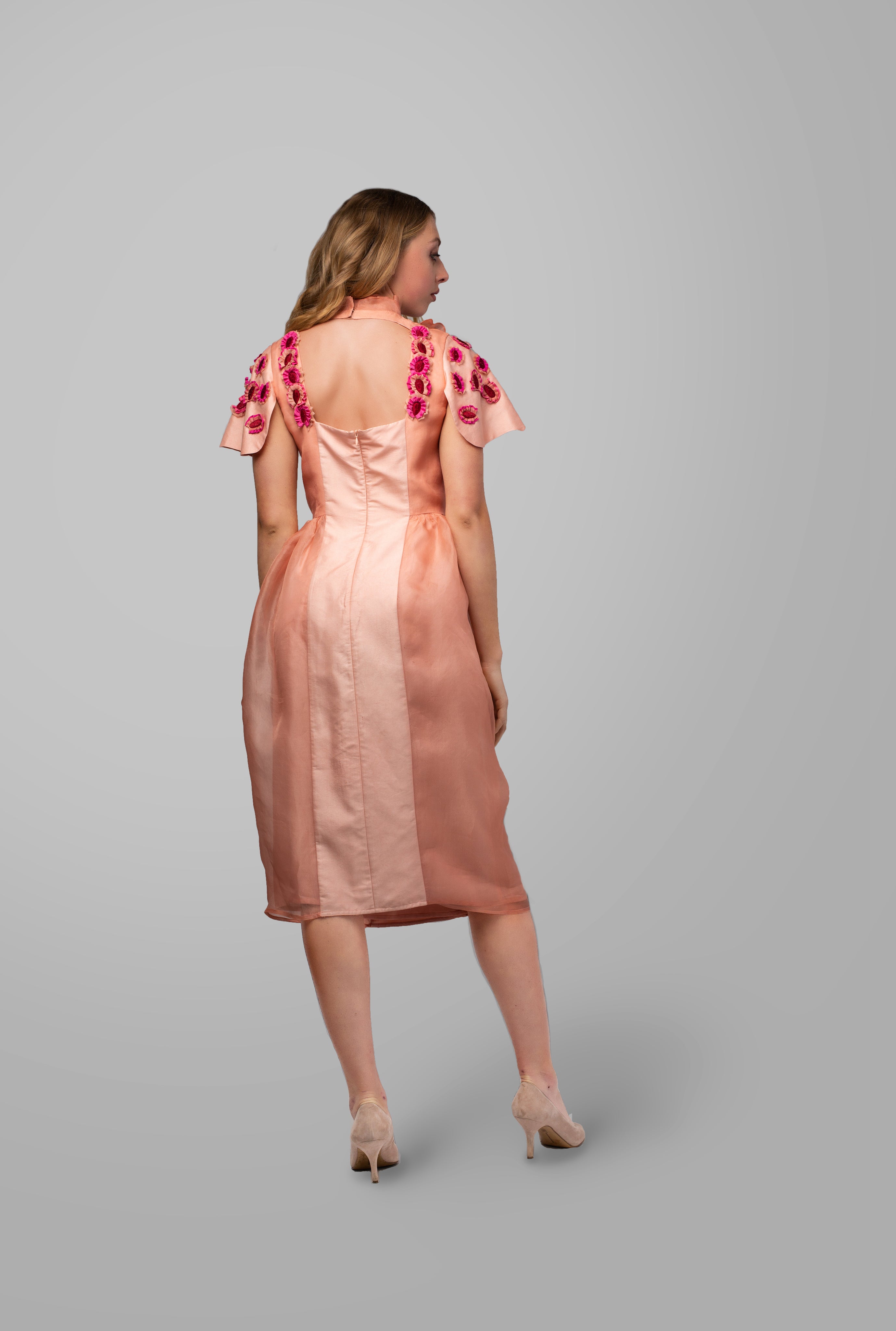 Floral Embroidered Silk Dress S - 8 Floral Embroidered Silk Dress S - 8