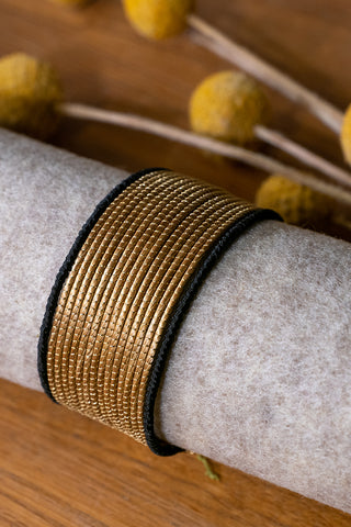 Artisan Made Woven Golden Grass Bangle Bracelet-Christi