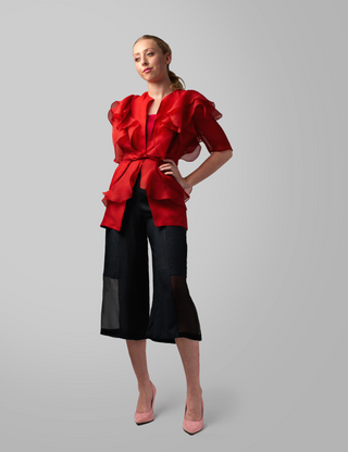 Short Sleeve Ruffle Outerwear - AGAATI